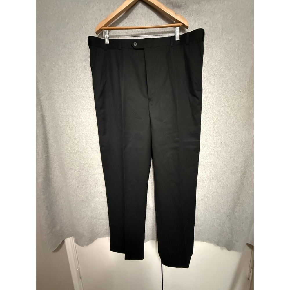 Irvine Park Dress Pants Men's 44XL Black Worsted Wool Suit Trousers Minimalist